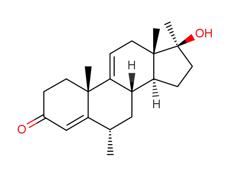 Molecular Structure of 119187-59-6 (17β-hydroxy-6α,17α-dimethyl-androsta-4,9(11)-dien-3-one)