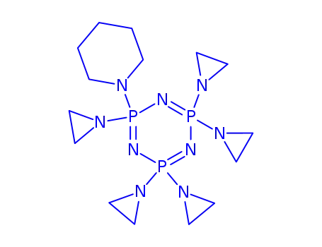 Molecular Structure of 3796-00-7 (2,2,4,4,6-pentakis(aziridin-1-yl)-6-(piperidin-1-yl)-1,3,5,2lambda~5~,4lambda~5~,6lambda~5~-triazatriphosphinine)