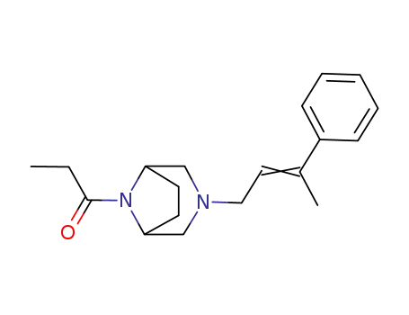 Molecular Structure of 448-32-8 (3-(3-Methyl-3-phenylallyl)-8-propionyl-3,8-diazabicyclo[3.2.1]octane)