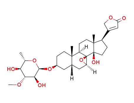 Molecular Structure of 4589-95-1 (3β-[(6-Deoxy-3-O-methyl-α-L-glucopyranosyl)oxy]-7β,8-epoxy-14-hydroxy-5β-card-20(22)-enolide)