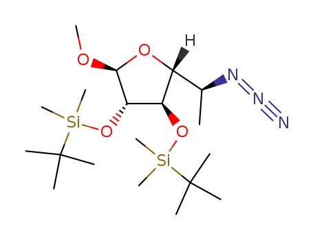 (2R,3R,4S,5S)-2-((S)-1-Azido-ethyl)-3,4-bis-(tert-butyl-dimethyl-silanyloxy)-5-methoxy-tetrahydro-furan