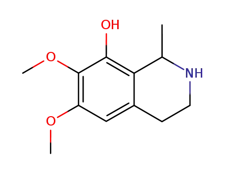 Molecular Structure of 529-58-8 ([R,(-)]-1,2,3,4-Tetrahydro-6,7-dimethoxy-1-methylisoquinolin-8-ol)