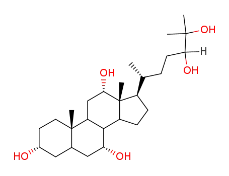 Molecular Structure of 58580-61-3 ((3R,5S,7R,8S,9S,10S,12S,13R,14S,17R)-17-[(2R,5S)-5,6-dihydroxy-6-methyl-heptan-2-yl]-10,13-dimethyl-2,3,4,5,6,7,8,9,11,12,14,15,16,17-tetradecahydro-1H-cyclopenta[a]phenanthrene-3,7,12-triol)