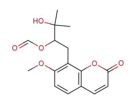 Molecular Structure of 112457-36-0 (2H-1-Benzopyran-2-one,8-[(2R)-2-(formyloxy)-3-hydroxy-3-methylbutyl]-7-methoxy-)