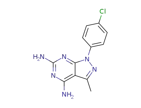 Molecular Structure of 58791-62-1 (4,6-Diamino-1-[p-chlorophenyl]-3-methyl-pyrazolo[3,4-d]pyrimidine)