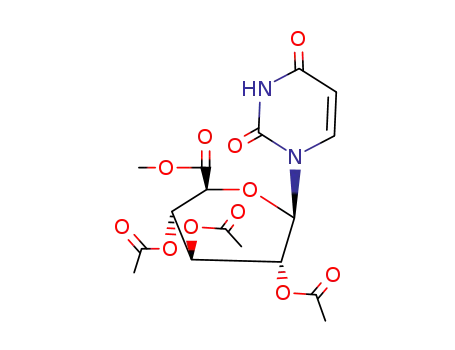 Molecular Structure of 52678-29-2 (1-(2,3,4-tri-O-acetyl-6-methylhexopyranosyluronosyl)pyrimidine-2,4(1H,3H)-dione)