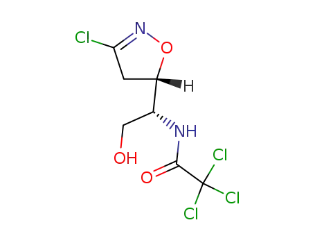 Molecular Structure of 90161-25-4 (2,2,2-Trichloro-N-[(R)-1-((S)-3-chloro-4,5-dihydro-isoxazol-5-yl)-2-hydroxy-ethyl]-acetamide)