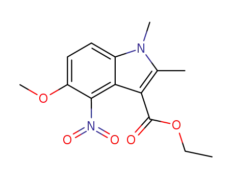 Molecular Structure of 52535-61-2 (Ethyl 5-methoxy-1,2-dimethyl-4-nitroindole-3-carboxylate)
