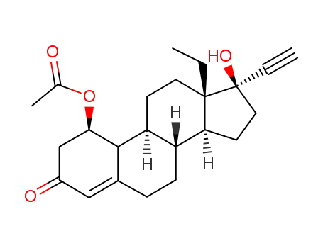 Molecular Structure of 53020-96-5 (1-acetoxy-17-ethinyl-17-hydroxy-18-methyl-4-estren-3-one)