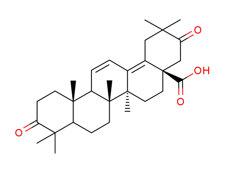 Molecular Structure of 59076-79-8 ((4aR,6aS,6aS,6bR,8aS,12aS)-2,2,6a,6b,9,9,12a-heptamethyl-3,10-dioxo-1, 4,5,6,6a,7,8,8a,11,12-decahydropicene-4a-carboxylic acid)