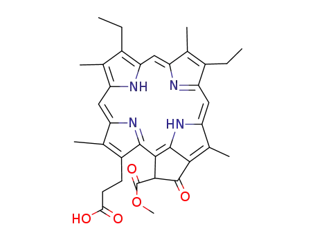 Molecular Structure of 34705-25-4 (3-(7,12-diethyl-2<sup>2</sup>-methoxycarbonyl-3,8,13,17-tetramethyl-2<sup>1</sup>-oxo-2<sup>1</sup>,2<sup>2</sup>-dihydro-cyclopenta[<i>at</i>]porphyrin-18-yl)propionic acid)