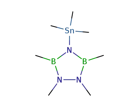 Molecular Structure of 53246-13-2 (trimethylstannanylium 1,2,3,5-tetramethyl-1,2,4,3,5-triazadiborolidin-4-ide)