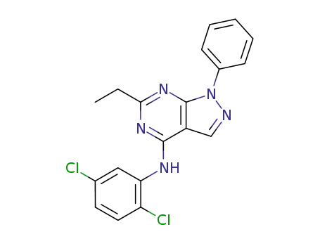 Molecular Structure of 5346-62-3 (N-(2,5-dichlorophenyl)-6-ethyl-1-phenyl-1H-pyrazolo[3,4-d]pyrimidin-4-amine)