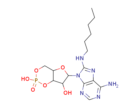 Adenosine,8-(hexylamino)-, cyclic 3',5'-(hydrogen phosphate) (9CI)                                                                                                                                      