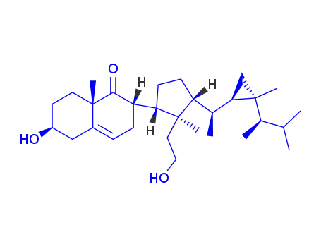 Molecular Structure of 53526-62-8 (6-hydroxy-2-[2-(2-hydroxyethyl)-2-methyl-4-{1-[2-methyl-2-(3-methylbutan-2-yl)cyclopropyl]ethyl}cyclopentyl]-8a-methyl-3,5,6,7,8,8a-hexahydronaphthalen-1(2H)-one)