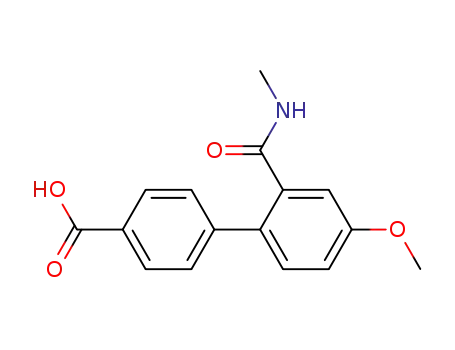 Molecular Structure of 53366-26-0 (4'-Methoxy-2'-[(methylamino)carbonyl](1,1'-biphenyl)-4-carboxylic acid)