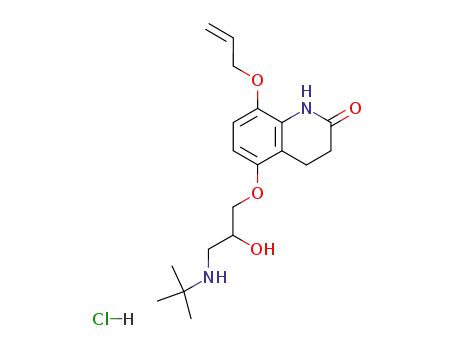 Molecular Structure of 65008-31-3 (5-[3-(tert-butylamino)-2-hydroxypropoxy]-8-(prop-2-en-1-yloxy)-3,4-dihydroquinolin-2(1H)-one hydrochloride)