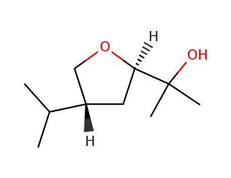 Molecular Structure of 591208-79-6 (2-Furanmethanol,tetrahydro-alpha,alpha-dimethyl-4-(1-methylethyl)-,(2R,4S)-rel-(9CI))