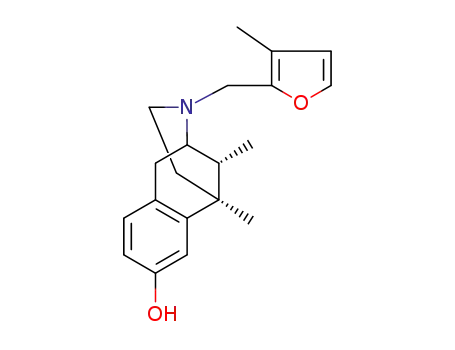 Molecular Structure of 59203-73-5 ((2R,6R,11R)-6,11-dimethyl-3-[(3-methylfuran-2-yl)methyl]-1,2,3,4,5,6-hexahydro-2,6-methano-3-benzazocin-8-ol)