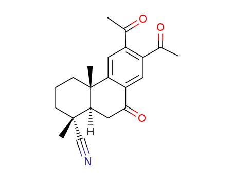 Molecular Structure of 5344-93-4 ((1R,4aS,10aS)-6,7-diacetyl-1,4a-dimethyl-9-oxo-3,4,10,10a-tetrahydro-2 H-phenanthrene-1-carbonitrile)