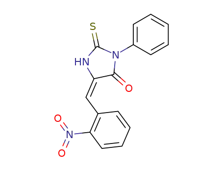 Molecular Structure of 53865-29-5 (5-(2-nitro-benzylidene)-3-phenyl-2-thioxo-imidazolidin-4-one)