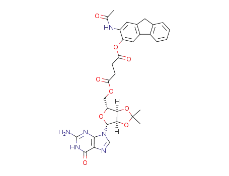 Succinic acid 2-acetylamino-9H-fluoren-3-yl ester (3aR,4R,6R,6aR)-6-(2-amino-6-oxo-1,6-dihydro-purin-9-yl)-2,2-dimethyl-tetrahydro-furo[3,4-d][1,3]dioxol-4-ylmethyl ester