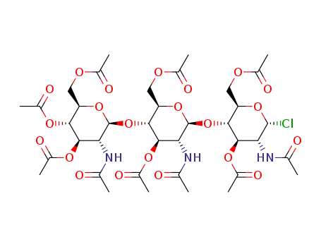 2-acetamido-4-O-(2-acetamido-4-O-<2-acetamido-3,4,6-tri-O-acetyl-2-deoxy-β-D-glucopyranosyl>-3,6-di-O-acetyl-2-deoxy-β-D-glucopyranosyl)-3,6-di-O-acetyl-2-deoxy-α-D-glucopyranosylchloride