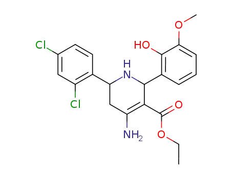 Molecular Structure of 59624-01-0 (ethyl 4-amino-6-(2,4-dichlorophenyl)-2-(2-hydroxy-3-methoxyphenyl)-1,2,5,6-tetrahydropyridine-3-carboxylate)