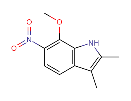 Molecular Structure of 53918-87-9 (7-Methoxy-2,3-dimethyl-6-nitro-1H-indole)