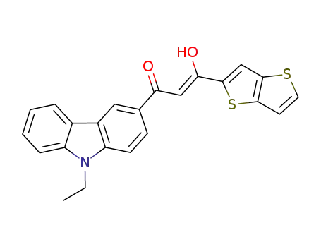 Molecular Structure of 1219036-84-6 ((2Z)-1-(9-ethyl-9H-carbazol-2-yl)-3-hydroxy-3-thieno[3,2-b]thiophen-2-ylprop-2-en-1-one)