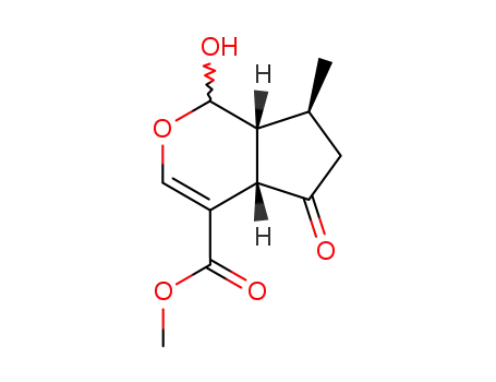 Molecular Structure of 479-48-1 ((1R)-1,4aα,5,6,7,7aα-Hexahydro-1-hydroxy-7α-methyl-5-oxocyclopenta[c]pyran-4-carboxylic acid methyl ester)