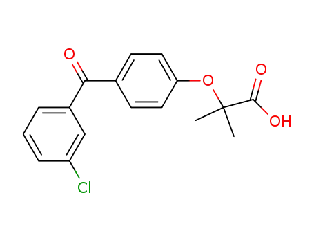 Molecular Structure of 60012-96-6 (2-[4-(3-Chlorobenzoyl)phenoxy]-2-methylpropanoic acid)