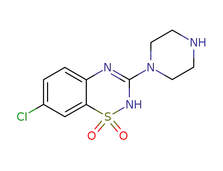 Molecular Structure of 59943-36-1 (2H-1,2,4-Benzothiadiazine, 7-chloro-3-(1-piperazinyl)-, 1,1-dioxide)