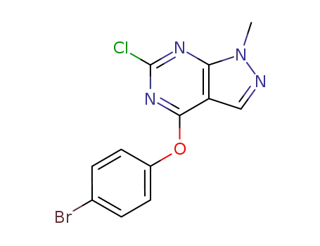 Molecular Structure of 5413-98-9 (4-(4-bromophenoxy)-6-chloro-1-methyl-1H-pyrazolo[3,4-d]pyrimidine)