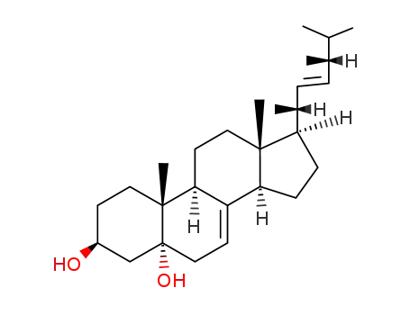 Molecular Structure of 14050-62-5 (3β,5α-dihydroxyergosta-7,22-diene)