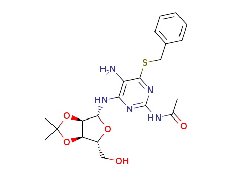 Acetamide,N-[5-amino-4-[[2,3-O-(1-methylethylidene)-b-D-ribofuranosyl]amino]-6-[(phenylmethyl)thio]-2-pyrimidinyl]-(9CI) cas  60111-98-0