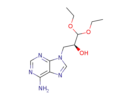 Molecular Structure of 142796-46-1 (9H-Purine-9-ethanol, 6-amino-a-(diethoxymethyl)-, (S)-)