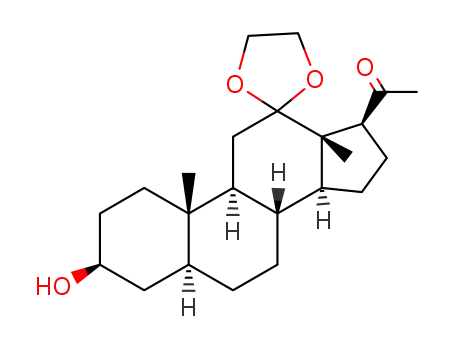 Molecular Structure of 86679-54-1 (12,12-ethanediyldioxy-3β-hydroxy-5α-pregnan-20-one)