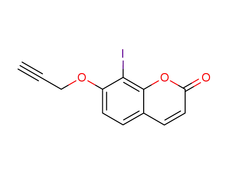 Molecular Structure of 112463-78-2 (2H-1-Benzopyran-2-one, 8-iodo-7-(2-propynyloxy)-)