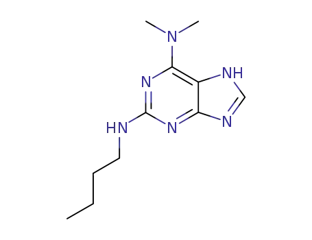 Molecular Structure of 5463-10-5 (N~2~-butyl-N~6~,N~6~-dimethyl-5H-purine-2,6-diamine)