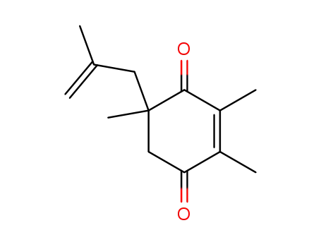 Molecular Structure of 60404-96-8 (2,3,5-trimethyl-5-(2-methylprop-2-en-1-yl)cyclohex-2-ene-1,4-dione)
