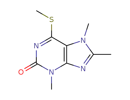 Molecular Structure of 24168-26-1 (3,7,8-trimethyl-6-methylsulfanyl-3,7-dihydro-purin-2-one)