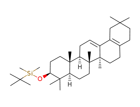 Molecular Structure of 251980-62-8 (tert-Butyl-((3S,4aR,6aR,6bS,14aR,14bR)-4,4,6a,6b,11,11,14b-heptamethyl-1,2,3,4,4a,5,6,6a,6b,7,8,9,10,11,12,14,14a,14b-octadecahydro-picen-3-yloxy)-dimethyl-silane)