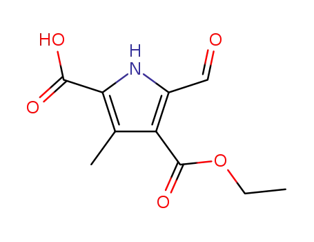 Molecular Structure of 5448-14-6 (4-(ethoxycarbonyl)-5-formyl-3-methyl-1H-pyrrole-2-carboxylic acid)