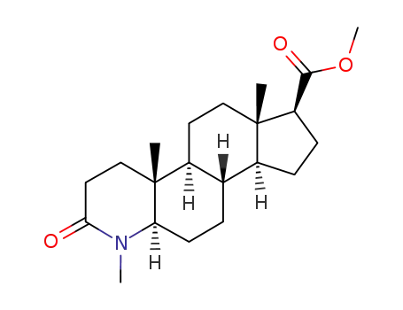 Molecular Structure of 86283-81-0 (1H-Indeno[5,4-f]quinoline-7-carboxylic acid, hexadecahydro-1,4a,6a-triMethyl-2-oxo-, Methyl ester, (4aR,4bS,6aS,7S,9aS,9bS,11aR)-)