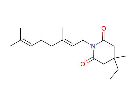 Molecular Structure of 54719-31-2 (1-(3,7-dimethylocta-2,6-dien-1-yl)-4-ethyl-4-methylpiperidine-2,6-dione)