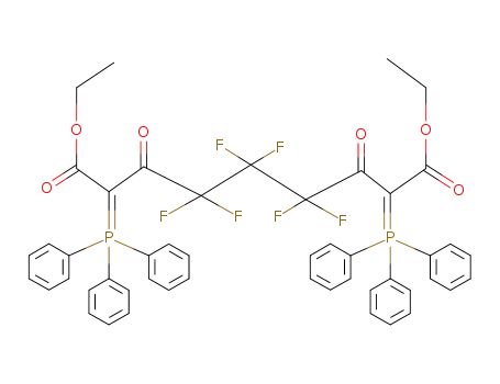 Molecular Structure of 60521-76-8 (diethyl 4,4,5,5,6,6-hexafluoro-3,7-dioxo-2,8-bis(triphenyl-lambda~5~-phosphanylidene)nonanedioate)
