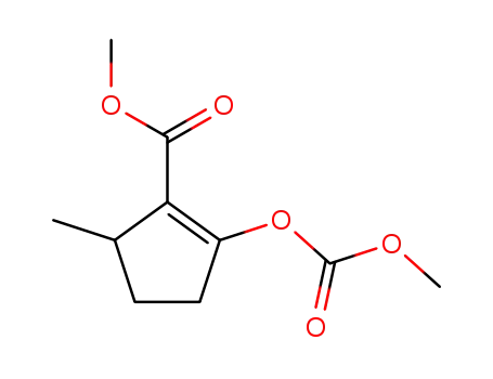 Molecular Structure of 54575-96-1 (2-Methoxycarbonyloxy-5-methyl-cyclopent-1-enecarboxylic acid methyl ester)