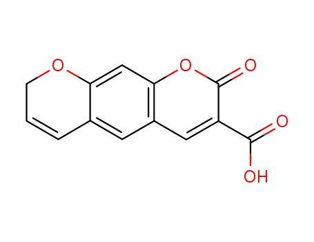Molecular Structure of 86236-25-1 (2-Oxo-2H,8H-pyrano[3,2-g]chromene-3-carboxylic acid)
