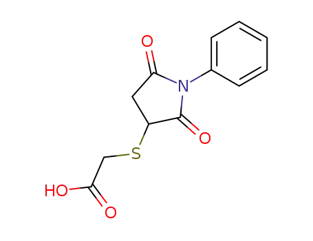 Molecular Structure of 60788-02-5 ((2,5-DIOXO-1-PHENYL-PYRROLIDIN-3-YLSULFANYL)-ACETIC ACID)